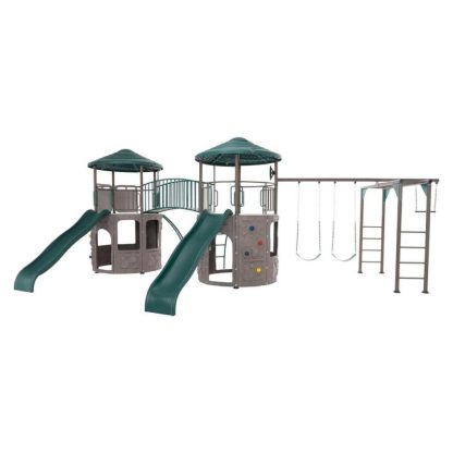 Swing Sets |  Double Adventure Tower with Monkey Bars Sports & Fitness Swing Sets