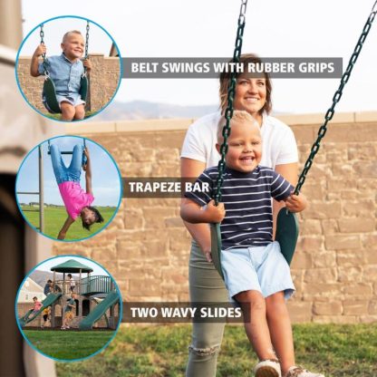 Swing Sets |  Double Adventure Tower with Monkey Bars Sports & Fitness Swing Sets