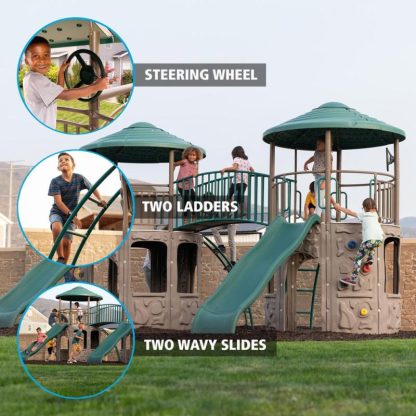 Swing Sets |  Double Adventure Tower Sports & Fitness Brown-Green