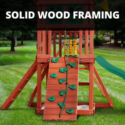 Swing Sets |  Double Down II Outdoor Wooden Swing Set with Gray Slides Sports & Fitness Swing Sets