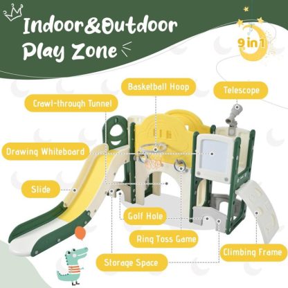 Swing Sets |  Freestanding Kids Slide Playset Structure 9 in 1 Sports & Fitness Swing Sets