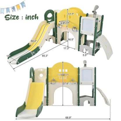 Swing Sets |  Freestanding Kids Slide Playset Structure 9 in 1 Sports & Fitness Swing Sets