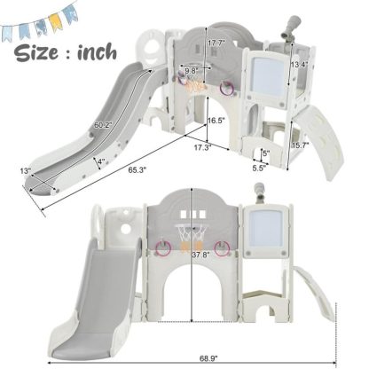 Swing Sets |  Freestanding Kids Slide Playset Structure 9 in 1 Sports & Fitness Swing Sets