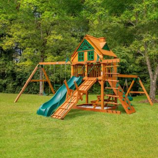 Swing Sets |  Frontier Treehouse Wood Swing Set with Tire Swing – Amber Sports & Fitness Swing Sets