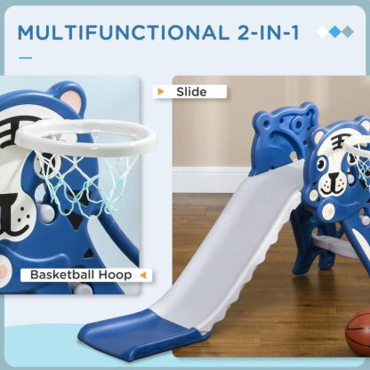 Swing Sets |  Indoor 2 in 1 Toddler Slide with Basketball Hoop Sports & Fitness Swing Sets