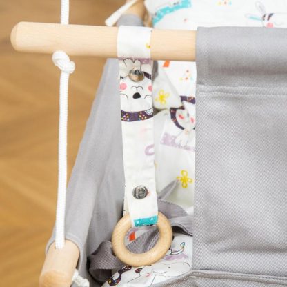 Swing Sets |  Indoor Weave Baby Swing Seat Infant Hanging Rope Chair Grey 100% Cotton Canvas Cradle with Cushion for Kid Age 6-36 Months Sports & Fitness Swing Sets