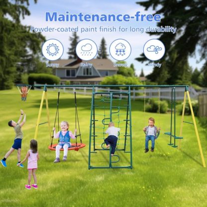 Swing Sets |  Indoor/Outdoor Metal Swing Set with Safety Belt for Backyard Sports & Fitness Swing Sets