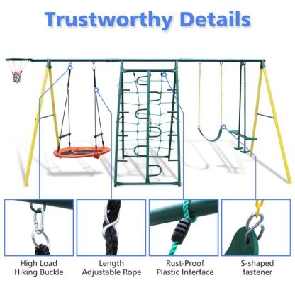 Swing Sets |  Indoor/Outdoor Metal Swing Set with Safety Belt for Backyard Sports & Fitness Swing Sets