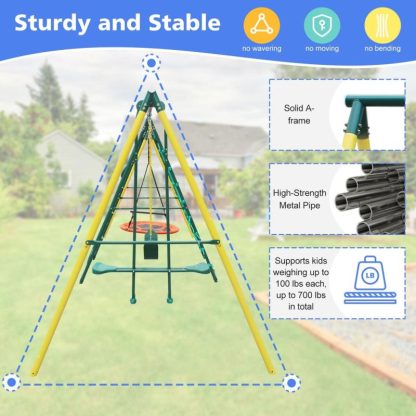 Swing Sets |  Indoor/Outdoor Metal Swing Set with Safety Belt for Backyard Sports & Fitness Swing Sets