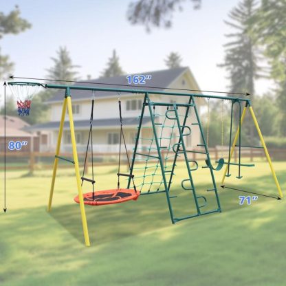 Swing Sets |  Indoor/Outdoor Metal Swing Set with Safety Belt for Backyard Sports & Fitness Swing Sets