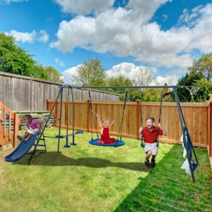 Swing Sets |  Interesting six function swingset with net swing metal plastic safe swing set Sports & Fitness Swing Sets