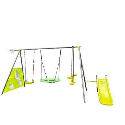 Swing Sets |  Interesting six function swingset with net swing metal plastic safe swing set Sports & Fitness Swing Sets