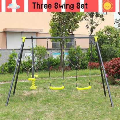 Swing Sets |  Interesting Triple Children Mental Safe Swing Set Sports & Fitness Swing Sets