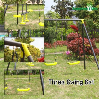 Swing Sets |  Interesting Triple Children Mental Safe Swing Set Sports & Fitness Swing Sets