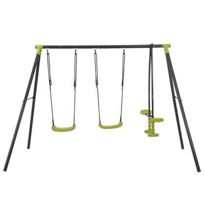 Swing Sets |  Interesting Triple Children Mental Safe Swing Set Sports & Fitness Swing Sets