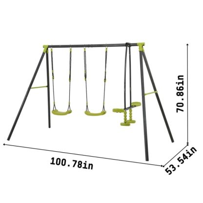 Swing Sets |  Interesting Triple Children Mental Safe Swing Set Sports & Fitness Swing Sets