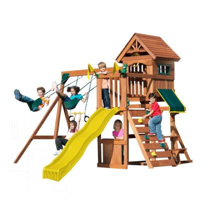 Swing Sets |  Jamboree Fort Wood Outdoor Swing Set – 13′ W x 13′ L x 9′ 6″ H Sports & Fitness Swing Sets