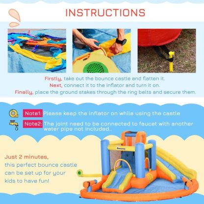 Swing Sets |  Kids Inflatable Water Slide 5-in-1 Bounce House Water Park Jumping Castle with Water Pool, Slide Sports & Fitness Swing Sets