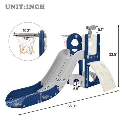 Swing Sets |  Kids Slide Playset Structure 5 in 1,Freestanding Spaceship Set w/Slide Sports & Fitness Swing Sets