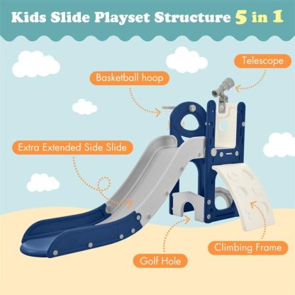 Swing Sets |  Kids Slide Playset Structure 5 in 1,Freestanding Spaceship Set w/Slide Sports & Fitness Swing Sets