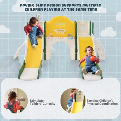 Swing Sets |  Kids Slide Playset Structure 7 in 1,Freestanding Spaceship Set w/Slide Sports & Fitness Swing Sets