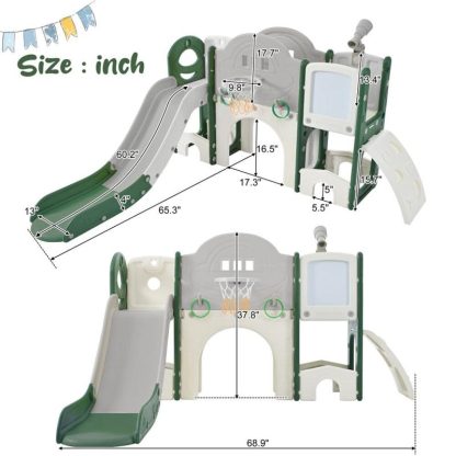 Swing Sets |  Kids Slide Playset Structure 9 in 1,Freestanding Spaceship Set w/Slide Sports & Fitness Swing Sets