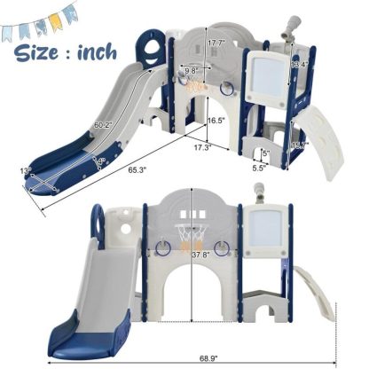 Swing Sets |  Kids Slide Playset Structure 9 in 1,Freestanding Spaceship Set w/Slide Sports & Fitness Swing Sets