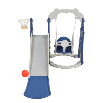 Swing Sets |  Kids Swing and Slide Set 3-in-1 Slide with Basketball Hoop Sports & Fitness Swing Sets