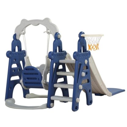 Swing Sets |  Kids Swing and Slide Set 3-in-1 Slide with Basketball Hoop Sports & Fitness Swing Sets