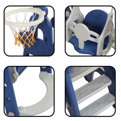 Swing Sets |  Kids Swing and Slide Set 3-in-1 Slide with Basketball Hoop Sports & Fitness Swing Sets