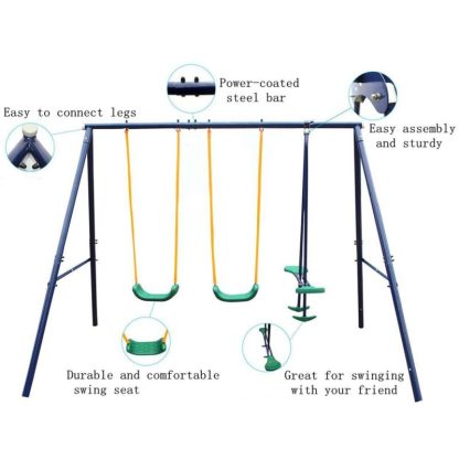 Swing Sets |  Metal Swing Set Outdoor with Glider Sports & Fitness Swing Sets