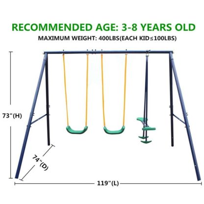 Swing Sets |  Metal Swing Set Outdoor with Glider Sports & Fitness Swing Sets