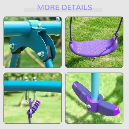 Swing Sets |  Metal Swing Set with Glider, Outdoor Heavy Duty A-Frame Suitable for Playground, Backyard, Purple Sports & Fitness Swing Sets