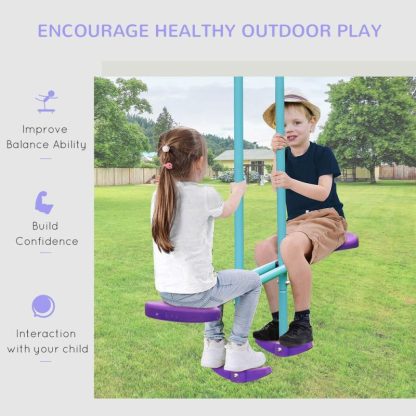 Swing Sets |  Metal Swing Set with Glider, Outdoor Heavy Duty A-Frame Suitable for Playground, Backyard, Purple Sports & Fitness Swing Sets