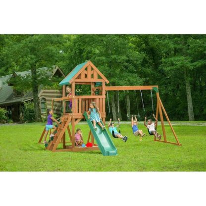 Swing Sets |  Mountain View Swing Set with Tarp Roof, Climbing Wall, Monkey Bars Sports & Fitness Swing Sets