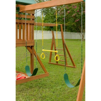 Swing Sets |  Mountain View Swing Set with Tarp Roof, Climbing Wall, Monkey Bars Sports & Fitness Swing Sets