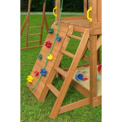 Swing Sets |  Mountain View Swing Set with Tarp Roof, Climbing Wall, Monkey Bars Sports & Fitness Swing Sets