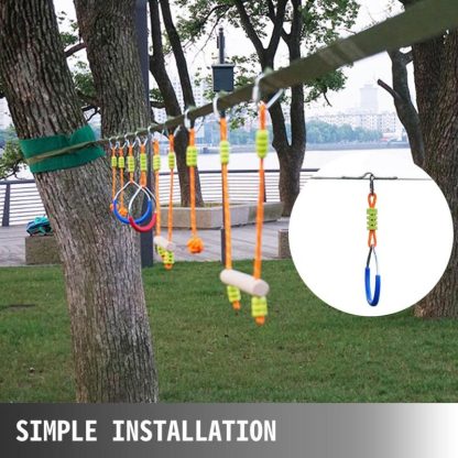 Swing Sets |  Ninja Line Hanging Slackline Monkey Bars Kit Nylon Outdoor Slackline Kit Sports & Fitness Swing Sets