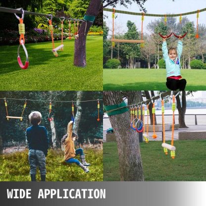 Swing Sets |  Ninja Line Hanging Slackline Monkey Bars Kit Nylon Outdoor Slackline Kit Sports & Fitness Swing Sets