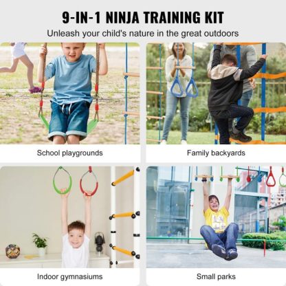 Swing Sets |  Ninja Warrior Obstacle Course for Kids,Outdoor Playset Equipment,Backyard Toys Training Equipment Set with 12 Obstacles Sports & Fitness Swing Sets