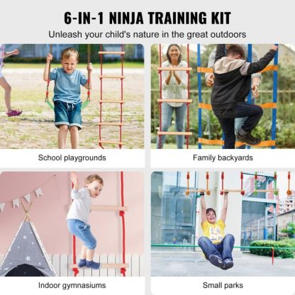 Swing Sets |  Ninja Warrior Obstacle Course for Kids,Outdoor Playset Equipment,Backyard Toys Training Equipment Set with 12 Obstacles Sports & Fitness Swing Sets