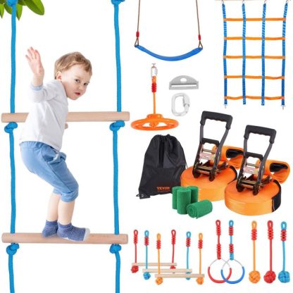 Swing Sets |  Ninja Warrior Obstacle Course for Kids,Outdoor Playset Equipment,Backyard Toys Training Equipment Set with 12 Obstacles Sports & Fitness Swing Sets