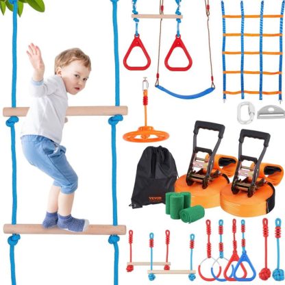 Swing Sets |  Ninja Warrior Obstacle Course for Kids,Outdoor Playset Equipment,Backyard Toys Training Equipment Set with 12 Obstacles Sports & Fitness Swing Sets