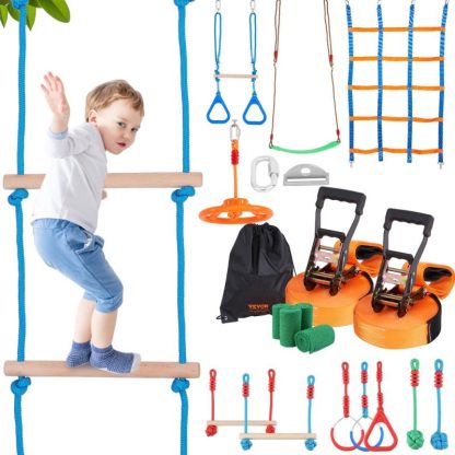 Swing Sets |  Ninja Warrior Obstacle Course for Kids,Outdoor Playset Equipment,Backyard Toys Training Equipment Set with 12 Obstacles Sports & Fitness Swing Sets