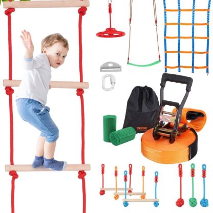 Swing Sets |  Ninja Warrior Obstacle Course for Kids,Outdoor Playset Equipment,Backyard Toys Training Equipment Set with 12 Obstacles Sports & Fitness Swing Sets