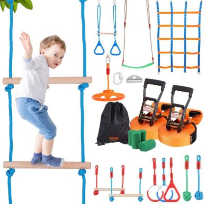 Swing Sets |  Ninja Warrior Obstacle Course for Kids,Outdoor Playset Equipment,Backyard Toys Training Equipment Set with 12 Obstacles Sports & Fitness Swing Sets