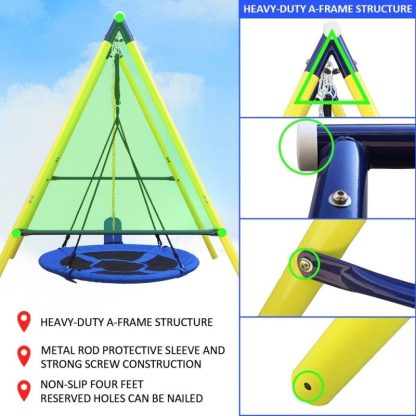 Swing Sets |  Outdoor Backyard 2 Seat Children Metal Swing Set for Kids Age 3 Up Sports & Fitness Swing Sets