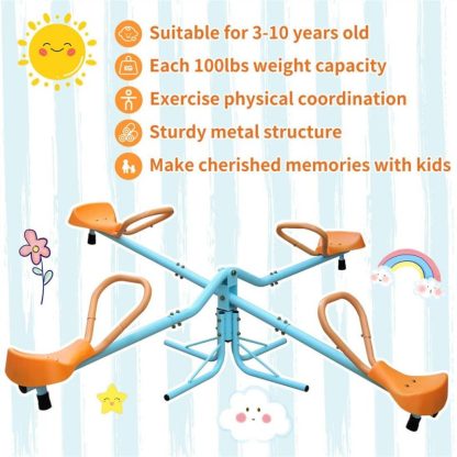 Swing Sets |  Outdoor Kids Spinning Seesaw, Backyard Sit and Rotation Teeter Totter – Multicolor Sports & Fitness Swing Sets