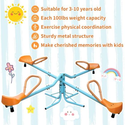 Swing Sets |  Outdoor Kids Spinning Seesaw Sit and Spin Teeter Totter Sports & Fitness Swing Sets