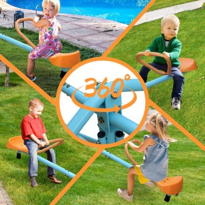 Swing Sets |  Outdoor Kids Spinning Seesaw Sit and Spin Teeter Totter Sports & Fitness Swing Sets